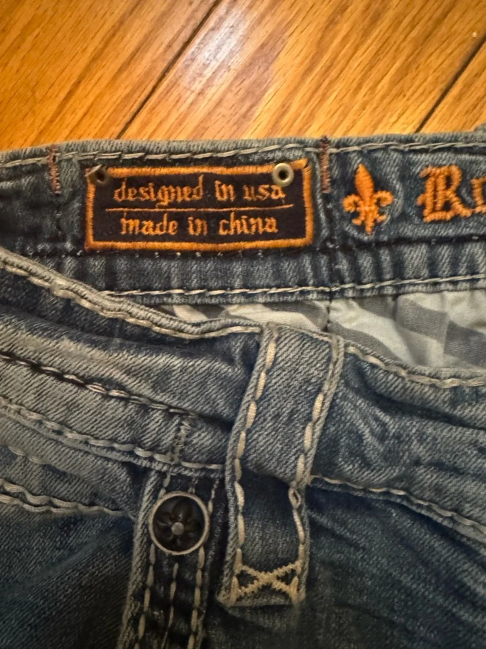 Rock Revival Mens Lanny Boot Jean Sz 34‎ Embellished Great Fade